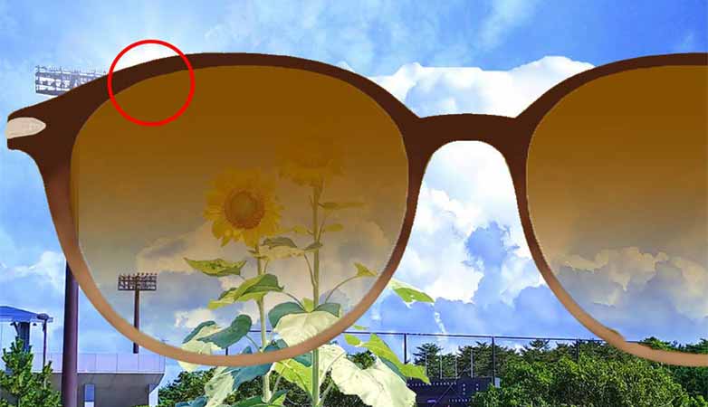 太陽光を防いでいるグラデーションサングラス